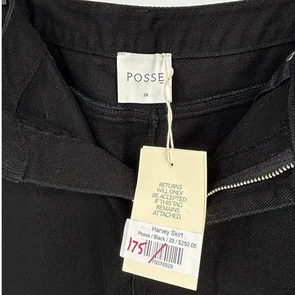 Posse NWT Black Harvey Denim Skirt Size 29 - Picture 7 of 9